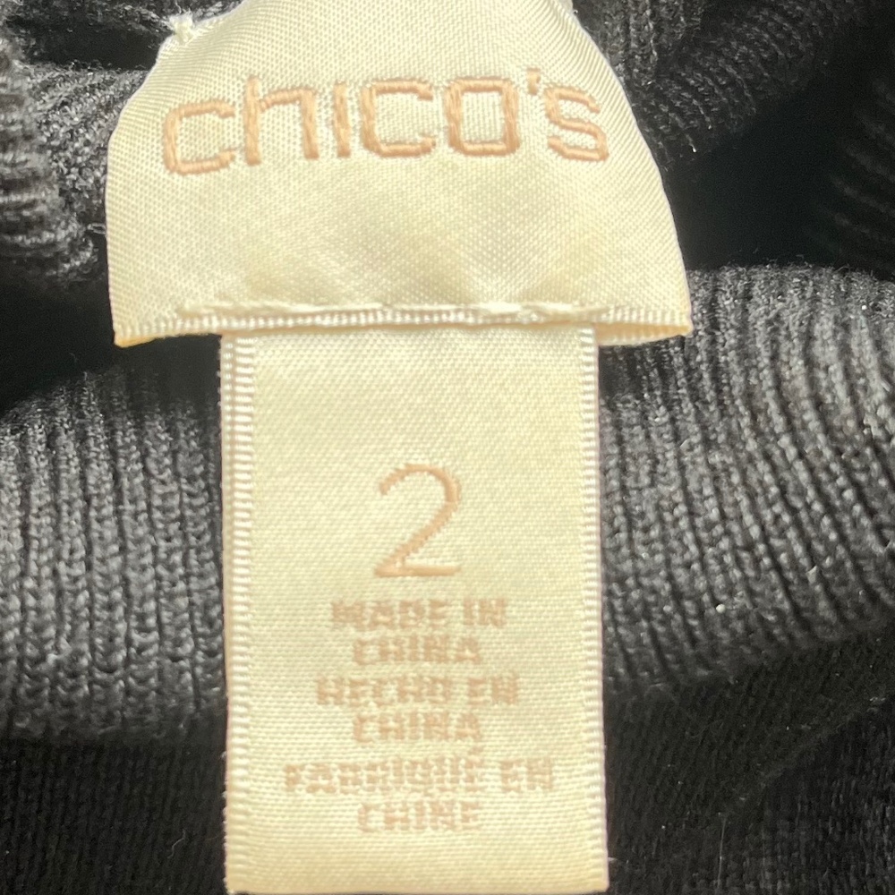 Chico's Black Fine Gauge Knit Turtleneck Size 2 (L-12) - Picture 4 of 6